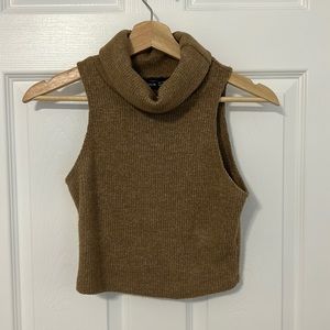 Brown cropped turtleneck tank!